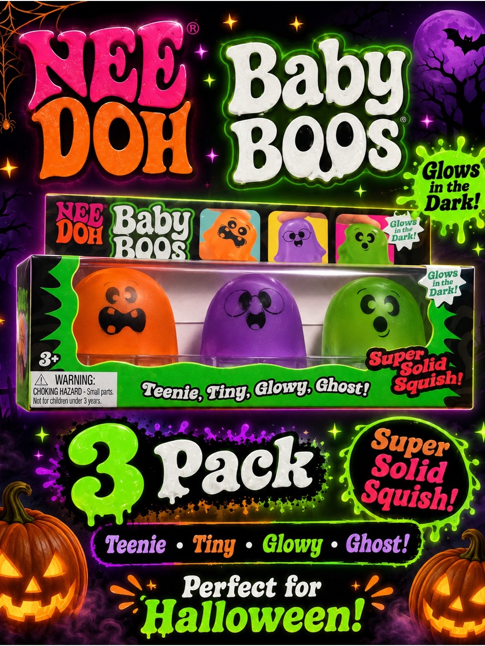 Firm price Rare Baby Boos 3-Pack Kids Toy - Orange, Purple & Green Glowy Ghosts